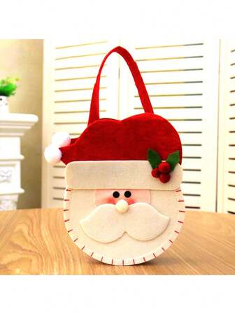 1 Pieza Bolsa De Dulces De Tela No Tejida Con Dibujos Animados De Papá Noel Para Navidad