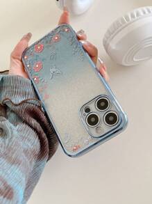 1入組新的漸變閃粉蝴蝶設計全保護硅膠手機殼,適用於蘋果/三星/小米/紅米/oppo/vivo/huawei/moto - 藍色 - 查看 3