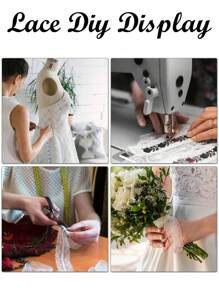 復古 10 碼 20 碼蕾絲絲帶編織圖案優雅白色手工蕾絲裝飾 - 復古風格蕾絲布料 - 蕾絲材質非常適合各種圖案縫紉、工藝品、婚禮絲帶、花絲帶娃娃製作蝴蝶結 Diy 禮物包裝裝飾 - 100% 尼龍 - 白色 - 查看 9