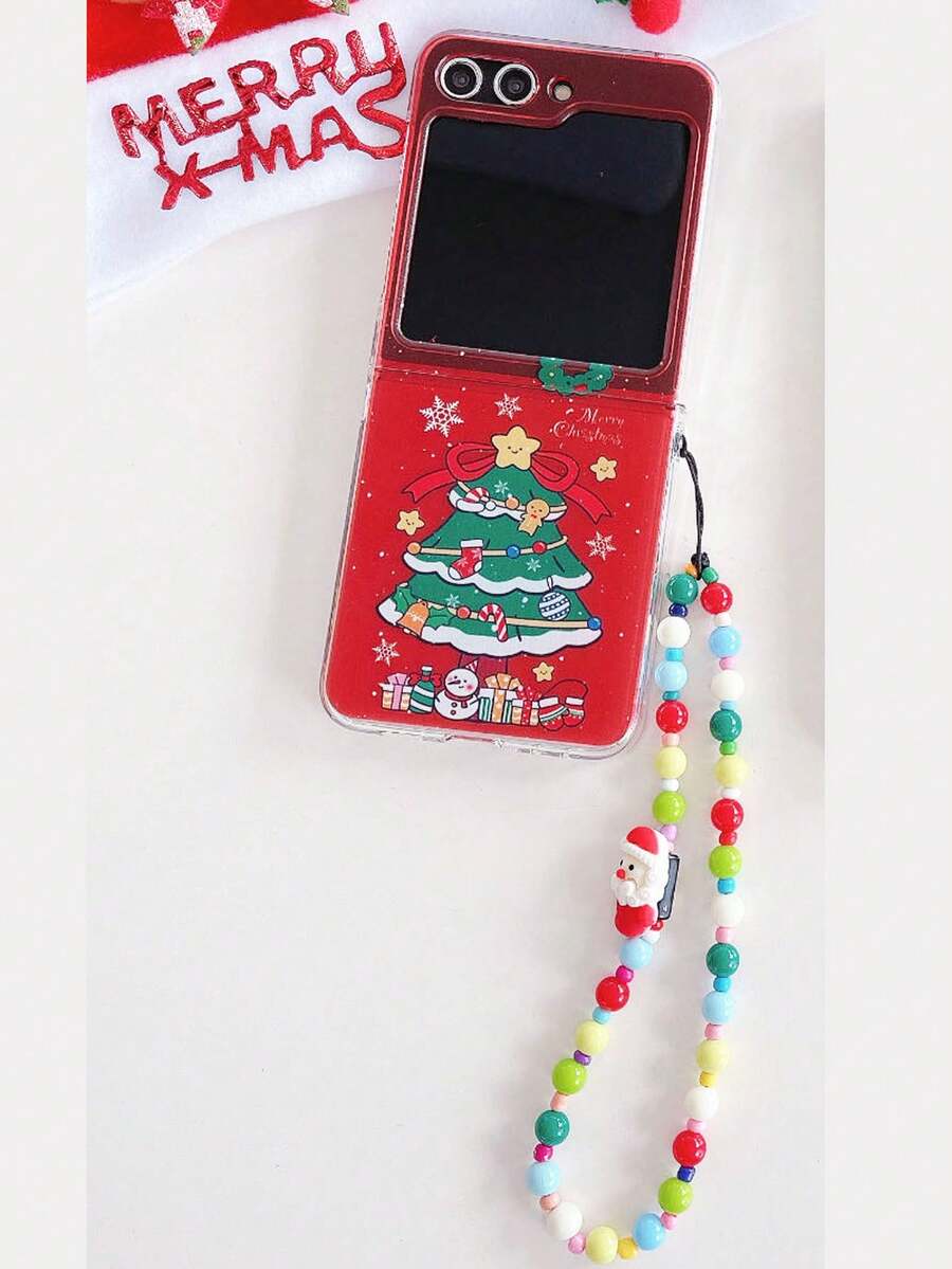 Red Cartoon Christmas Tree & Santa Claus 3d Beaded Mobile Phone Case Compatible With Samsung