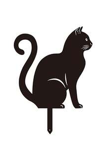 1入裝-貓玩耍剪影花園裝飾品 花園地面戶外裝飾標誌