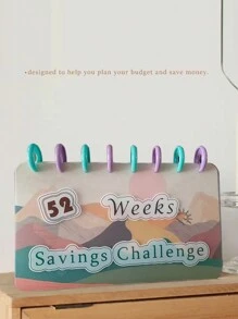 1pc 52 Week Money Saving Challenge Notebook, Decorative Storage, Photo Album For Teenagers, Back To School Gift, Reward Birthday - Multicolor - View 8