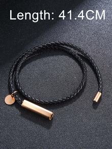 1 Miếng Cao-kết thúc Da đen Vòng tay Cho nam giới Với Thép Titan Khóa - màu đen - Xem 4