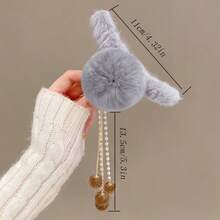 1入心型流蘇吊墜,1入毛球髮夾,1入毛絨蝴蝶爪夾,1入後頭髮爪,女士髮飾,時尚多功能