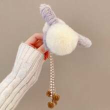 1入心型流蘇吊墜,1入毛球髮夾,1入毛絨蝴蝶爪夾,1入後頭髮爪,女士髮飾,時尚多功能