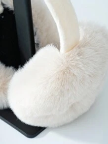 A Women's Beige Fluffy Earmuff - Beige - View 3