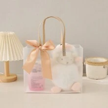 Bow Decor Gift Bag, Clear Plain PVC Portable Gift Storage Bag For Holiday Party - Yellow - View 1