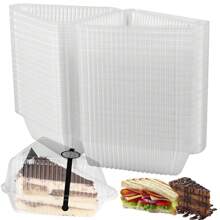 100 Piezas Cajas De Rebanadas De Pastel Reutilizables, Contenedor De Rebanadas De Cupcake Con Tapa, Apilable, Cuadrado Claro, Caja De Postre Individual Y Triangular, Caja De Almacenamiento De Sándwich Y Cheesecake Para Tarta Y Cupcakes - Estilo sándwich transparente - Ver 9