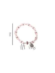 1入粉色水晶玻璃珍珠手鍊,十字珠手鍊,現代極簡手鍊