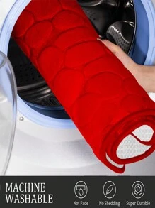 1pc/3pcs Red Stone Embossed Embossed High Resilience Absorbent Non-Slip Bath Mat Single And 3-Piece Sets, Bathroom Floor Rug Home Bathroom Decor Floor Carpet Outdoor Rug Door Mat Fall Decor Bathroom Accessories Back To School Entryway Decor