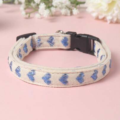 1 chiếc vòng cổ mềm mại họa tiết trái tim bằng vải jacquard, thích hợp cho mèo và chó nhỏ sử dụng trong nhà và ngoài trời (không thích hợp cho chó lớn)
