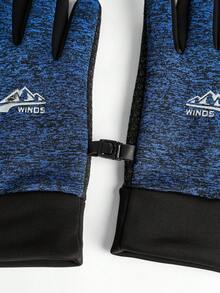 1pair Men's New Arrival Fabric Touchscreen Cycling Exercise Outdoor Walking Gloves With Comfortable Softness, Elasticity And Warmth - Navy Blue - View 8