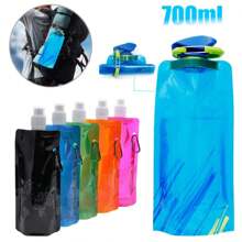 1 pièce Sac d'eau souple portable ultra-léger et pliant de 700 ml pour les sports d'extérieur et le camping, avec poignée et crochet de suspension, équipement de camping