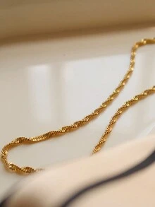 Nooxian 1 Miếng Xu hướng Mới Thép không gỉ Dợn sóng Chuỗi Linh hoạt Của phụ nữ Vòng tay , Phím thấp Thiết kế - Vàng - Xem 3