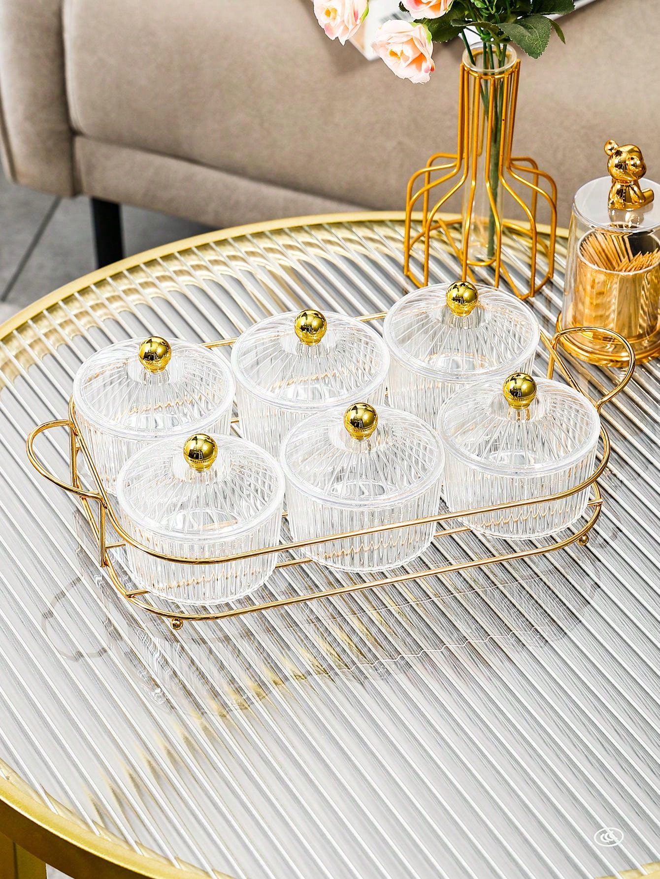 1set, Divided Food Serving Tray With Lid And Handle Snack Box