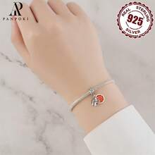 PANPOKI 件 925 純銀空心愛心鋯石我們是一家人珠原創手鍊項鍊 DIY 珠寶適合女孩佩戴生日禮物感恩節禮物女士禮物