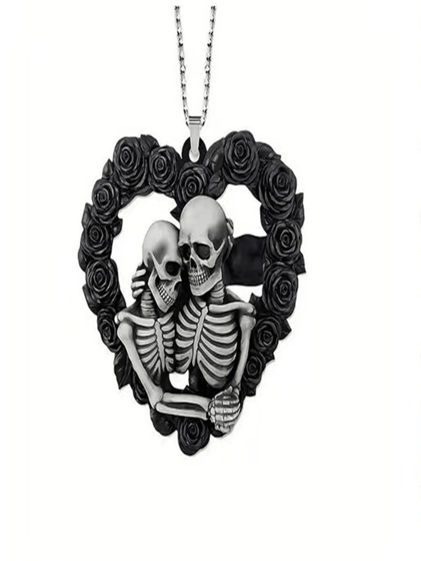 1pc New Design Heart Skull Car Pendant, Rearview Mirror Hanging Decoration, Home Ornament Keychain Backpack Accessory - Multicolor - View 1