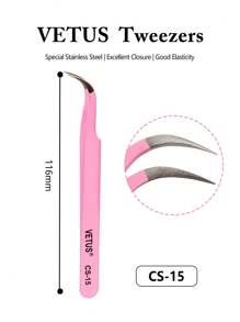VETUS Màu hồng Cái nhíp CS-15 Độ chính xác Thép không gỉ Cong Nhọn Cái nhíp Trang điểm Và Bảo trì Công cụ Đối với Mở rộng lông mi - Hồng - Xem 2