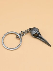 1pc Men Charm  Bird Skull Keychain - Black - View 1