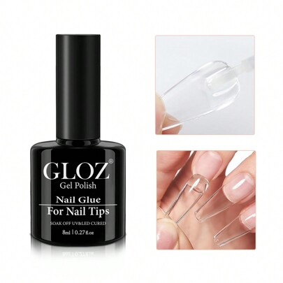 GLOZ Colla per unghie, pennello incluso nella colla per unghie per applicare unghie finte, punte per unghie e unghie finte. Colla per unghie super forte per punte per unghie, unghie acriliche di lunga durata, gel per unghie, indurente UV e LED