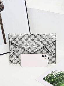 1pc PU Leather Envelope Stone Grain Clutch Bag, Minimalist Design For Daily Outing And Date, Gift For Festival - Multicolor - View 3