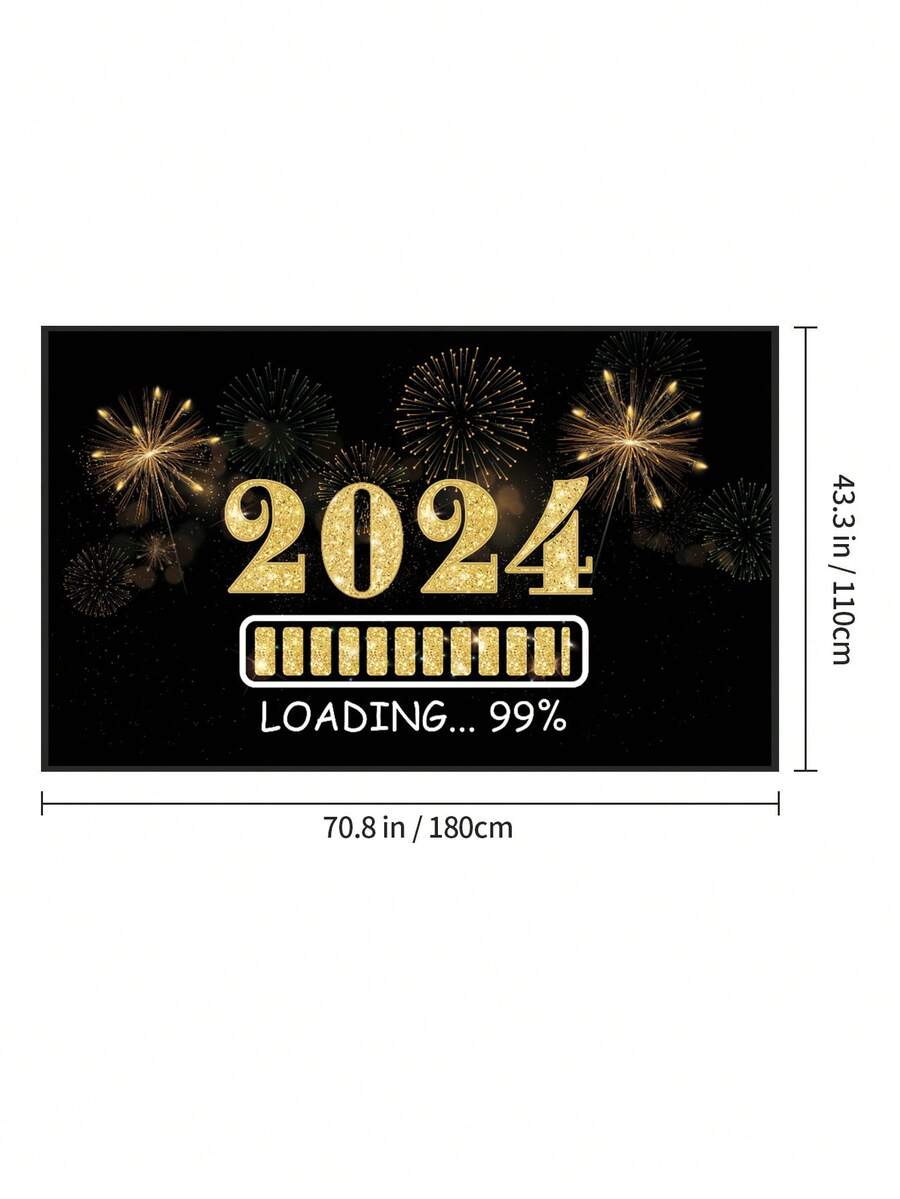 Happy New Year Banner, New Year Party Decoration Supplies, 72x44 Inches