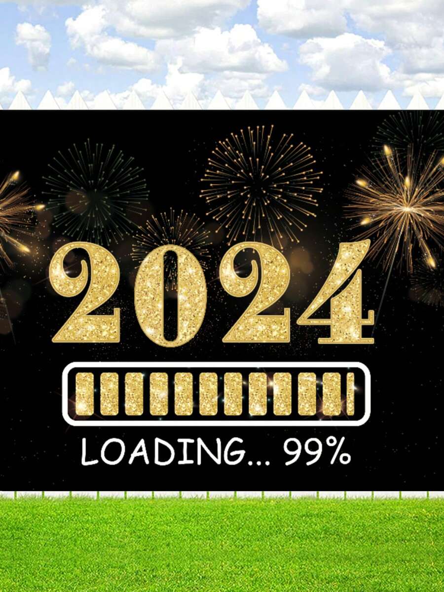 Happy New Year Banner, New Year Party Decoration Supplies, 72x44 Inches