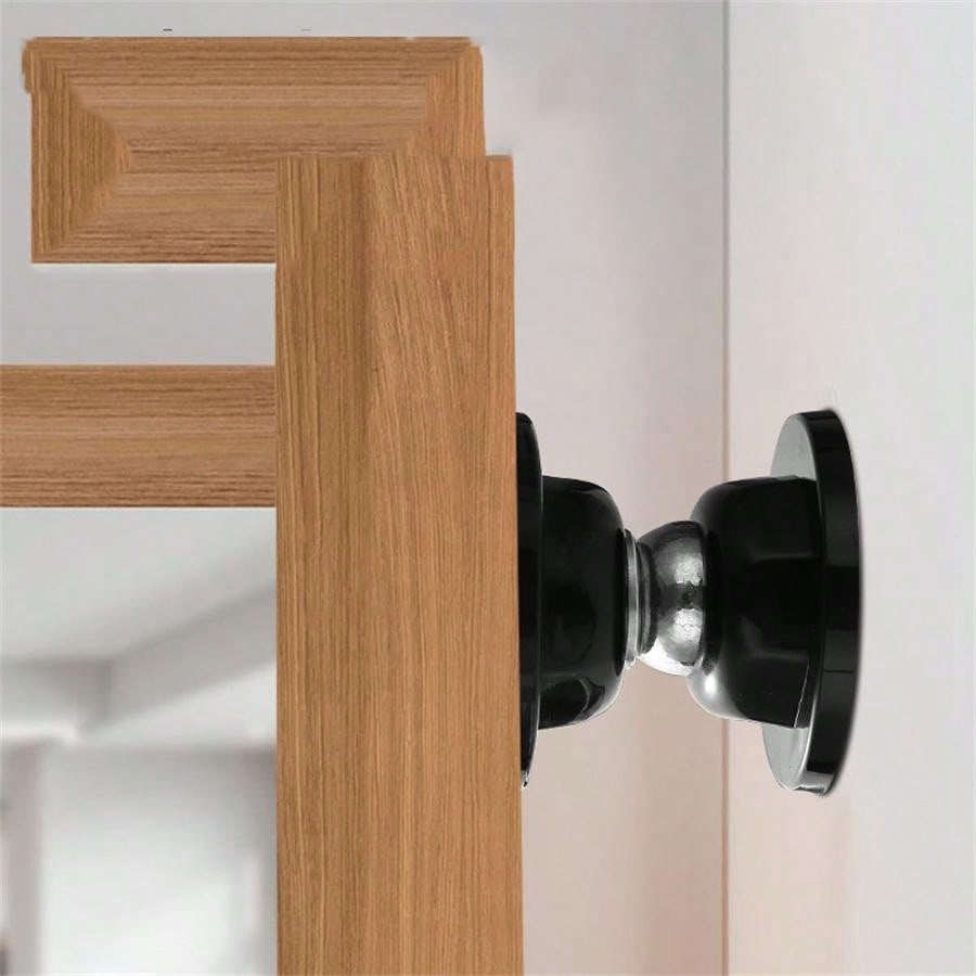 1pc Black Nodrill Door Stopper With Strong For Home And Office