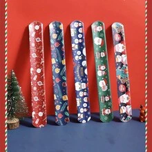 cheideqrn 5件塑料聖誕手腕裝飾兒童彈性戒指,適合聖誕派對佩戴