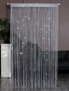 閃亮銀色線條裝飾性窗簾，適用於臥室、客廳、婚禮和派對裝飾 - 淺綠 - 查看 7