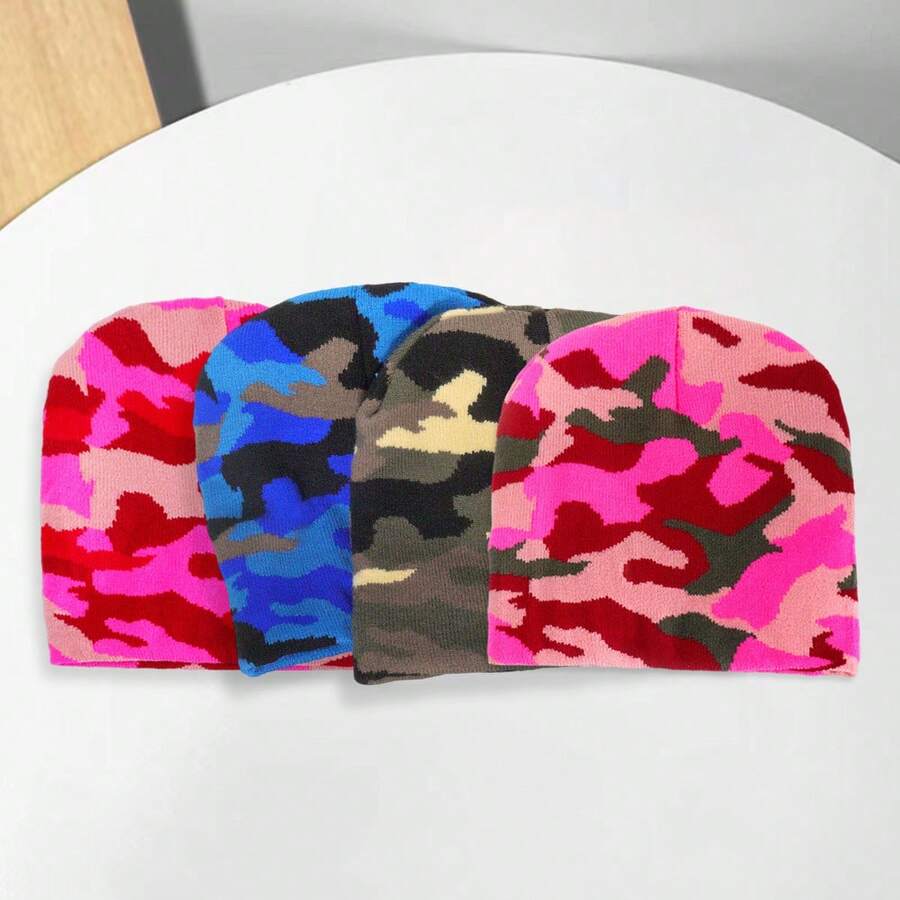 1個迷彩針織帽子,男女皆宜,時尚保暖的秋冬必備