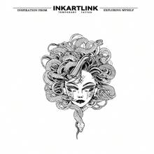 Inkartlink 1 件 12*17 公分美杜莎草藥汁紋身貼紙，魔法紋身，15 天紋身，半永久紋身，逼真假紋身，持久 1-2 週。 - 黑色 - 查看 1