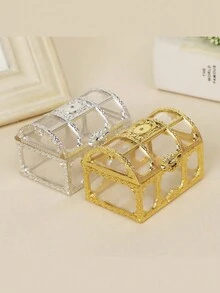 1pc Creative Diamond Shaped Jewelry Storage Box, Suitable For Earrings, Necklaces, Rings, Hair Accessories Storage - Gold - View 3