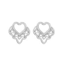 1對時尚空心愛心造型耳環,搭配復古時尚設計合金幾何心形耳環,小巧耳環,適用於日常旅行佩戴