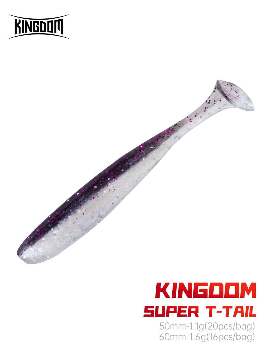 KINGDOM Mồi câu cá Mềm mại Mồi T Cái đuôi PVC Hạ xuống 50mm 1.6g - Màu xanh lam - Xem 1