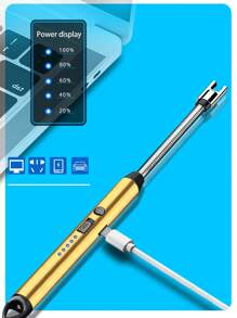 1pc Gold Aluminum Alloy 360-degree Flexible & Extended Gas Stove Igniter With Windproof Design, Durable, Rechargeable, And Electronic