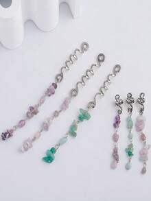 6入組編織頭髮配件,jollidecor天然水晶石頭髮帶配金色鎖扣珠寶頭飾,適用於捲曲頭髮、染色頭髮、y2k風格,可愛時尚的女性頭飾,適用於日常佩戴和感恩節、聖誕節、萬聖節、教師節、護士節、萬聖節、派對裝飾頭飾、新年裝飾頭飾。 - 銀色 - 查看 4