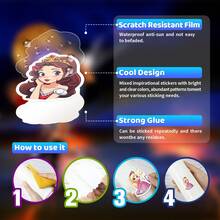 50入組公主防水diy創意貼紙玩具,適用於筆記型電腦、桌上型電腦、手機、手機殼、吉他、桌面、水杯、旅行箱、摩托車、汽車等貼紙,是感恩節和聖誕節的絕佳禮物 - 彩色 - 查看 7