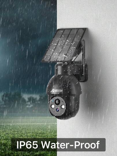 ANRAN Security Camera Outdoor Solar Wireless 360° View, Slimme Siren, Spotlights, 3MP Night Vision, AI Human Detection, Way Talk, Compatible Alexa, Q3 Zwart view 5