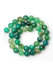 Hạt đá mã não vân rồng xanh tự nhiên Hạt đá quý Hạt tròn rời dùng làm đồ trang sức Phụ kiện đính cườm thời trang 6/8/10mm - màu xanh lá - Xem 5