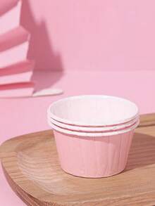 漸層色松餅杯蛋糕杯蒂,鬱金香形狀烘焙杯,適用於家庭甜點 - 粉色 - 查看 3