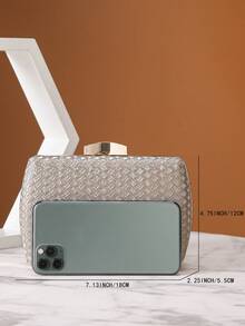 Versatile Woven Retro Clutch Bag For Evening Party - Champagne - View 3