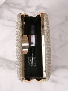 Versatile Woven Retro Clutch Bag For Evening Party - Champagne - View 2