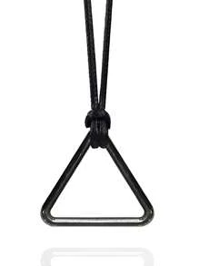 Collar Colgante Dije De Triángulo Negro Minimalista Geométrico Motosierra Chainsaw Denji Cadena Joyería Regalo Pareja Amor Amistad Disfraz Halloween - Negro - Ver 2