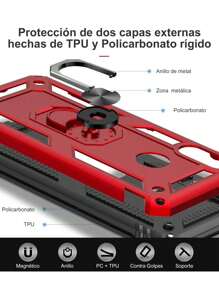 Funda Uso Rudo Para Oppo A58 Con anillo Capitan - Rojo - Ver 3