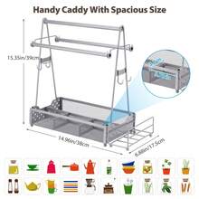 1 Bộ , Lớn Nướng Caddy Với 4 Treo Móc Và 2 Khăn giấy - Hoàn hảo Đối với Cắm trại , Dã ngoại , Và Ngoài trời Nướng - Bao gồm tiệc nướng Phụ kiện Và Lưu trữ nhà bếp Công cụ - Bạc - Xem 2