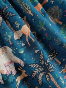 女童動物印花裙子,適用於公園活動,秋季