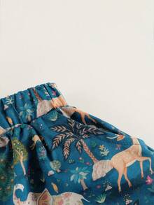 女童動物印花裙子,適用於公園活動,秋季