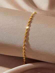 Nooxian 1 Miếng Xu hướng Mới Thép không gỉ Dợn sóng Chuỗi Linh hoạt Của phụ nữ Vòng tay , Phím thấp Thiết kế - Vàng - Xem 2