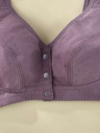 女士浅紫色前扣式无钢圈简约弹力吊带文胸